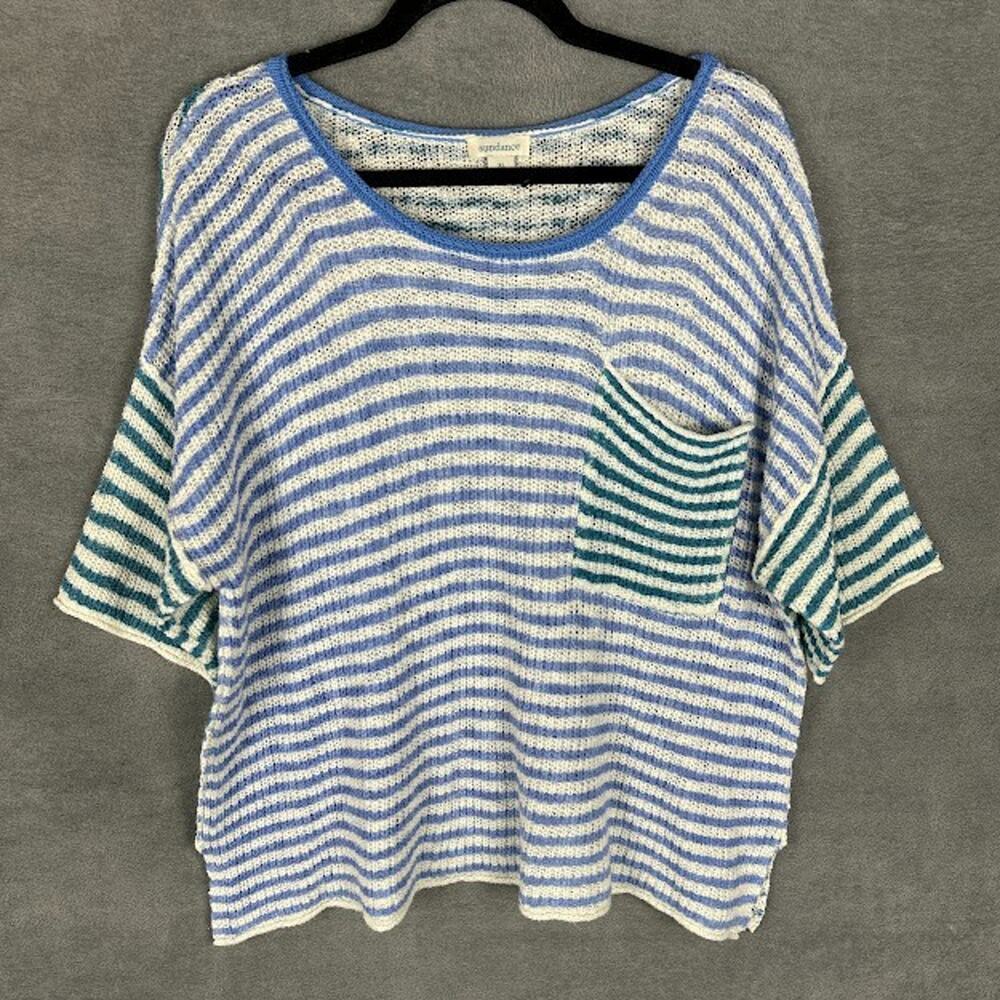Sundance Sweater Womens Extra Large Blue Striped Journey Joy Knit Beach Boho